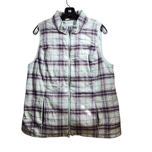 J. Jill Jackets & Blazers - J. Jill White and Purple Plaid Vest